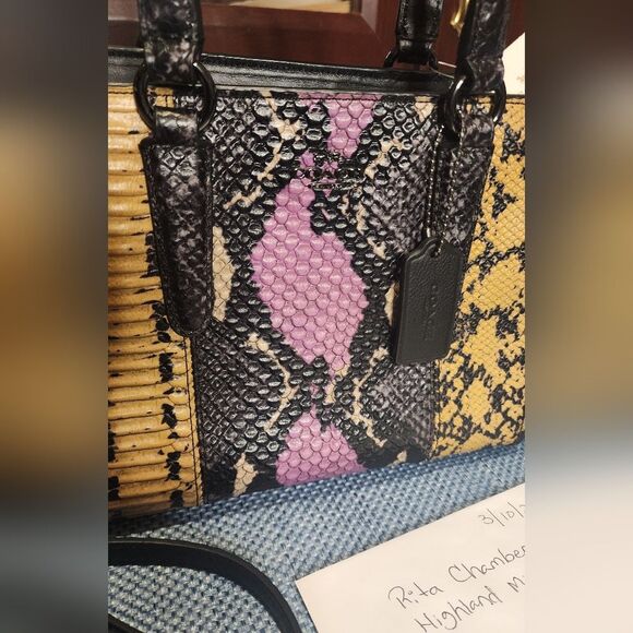 New Limited Edition Coach Python Skin Mini Tote - Picture 2 of 9